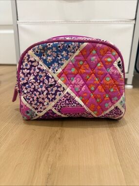 Vera Bradley Pink & Orange Floral Patchwork Quilted Cosmetic Bag